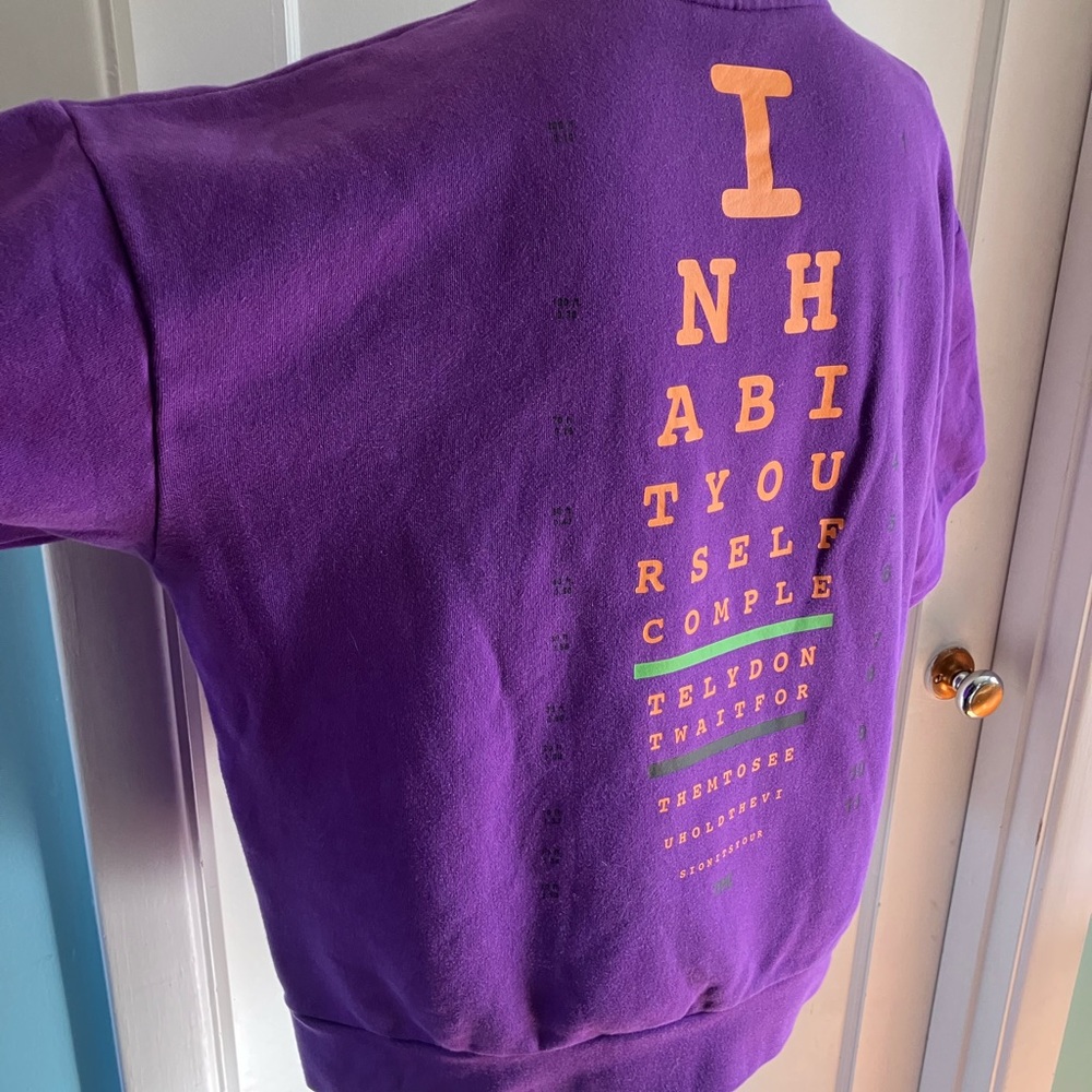 Melody Ehsani Purple women’s basketball Sweatshirt eye eye chart - Picture 4 of 7